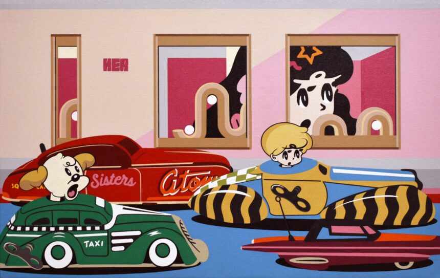 Peep PATERSON STREET 2025 acrylic on canvas 51 by 80 cm. Courtesy of the artist and JPS Gallery